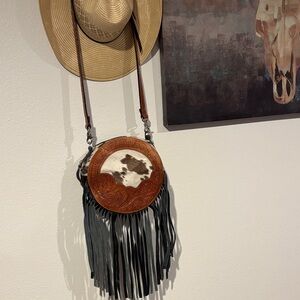 Cowhide Fringe Crossbody Bag